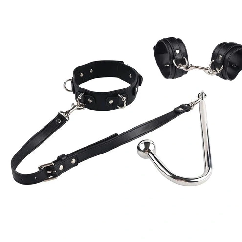 Hook with Beaded Anal Cuffs Collar Elegant 5334 and 0716